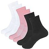 Pauboland Womens 6-Pack Mixed Anti Sweat Odor Resistant Stink Proof Compression Quarter Crew Cotton Sports Running Hiking Socks, Size 6-10