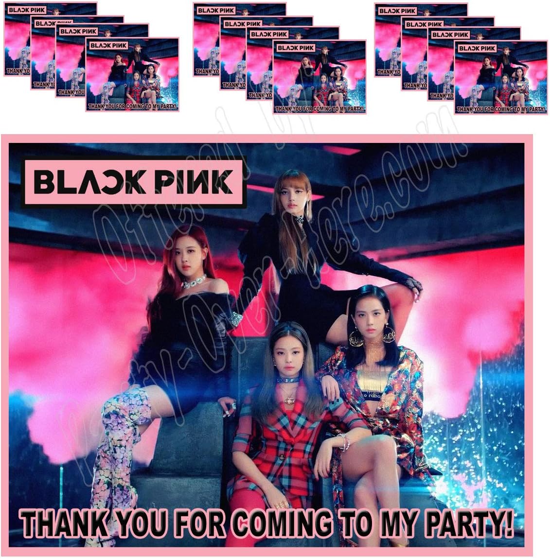 Black Pink Stickers Labels Party Favors Supplies Decorations Gift Bag Label Stickers ONLY 3.75" x 4.75" -12 South Korean Girl Band Girl Band Jisoo Jennie Rosรฉ Lisa