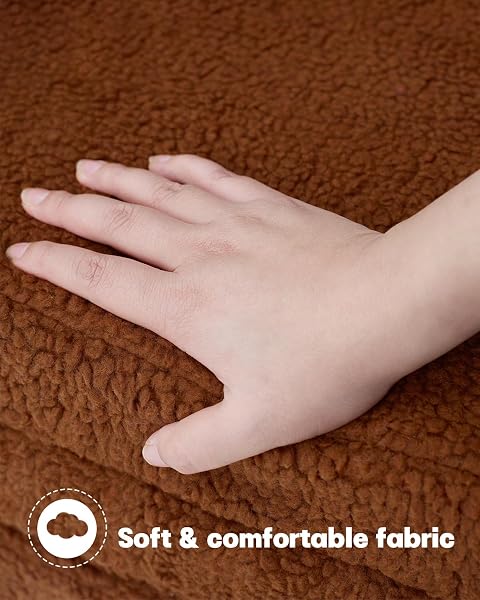 MOONBEEKI 2-IN-1 FOLDABLE TODDLER COUCH, SOFT SHERPA FABRIC WITH WASHABLE COVER, CONVERTIBLE SOFA TO LOUNGER, KIDS SOFA FOR PLAYROOM, BEDROOM, LIVING ROOM, BIRTHDAY GIFT, AGES 3-6, BEAR, LARGE