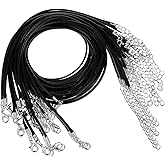Mabor 30Pcs Black Leather Necklace Cord with Clasp, Black Waxed Rope Cord Necklaces for Pendants, Leather String for Jewelry Making Beading Supplies