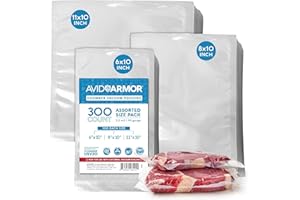 Avid Armor – Chamber Machine Pouches 3.5mil, Pre-Cut Chamber Vacuum Sealer Bags, Heavy Duty Seal Pouch, BPA-Free Chamber Sealer, Assorted Size Pack, 6"x10", 8"x10", 11"x10" - Pack of 300