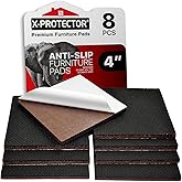 X-PROTECTOR Non Slip Furniture Pads - 8 pcs Premium Furniture Grippers 4"! Self-Adhesive Rubber Feet Furniture Feet - Ideal Non Skid Furniture Pad Floor Protectors - Keep Furniture in Place!