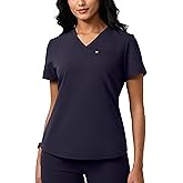 POPVIOLET Womens V-Neck Scrub Top Soft Stretch Medical Shirts Wrinkle-Resistant Classic Fit with Pocket