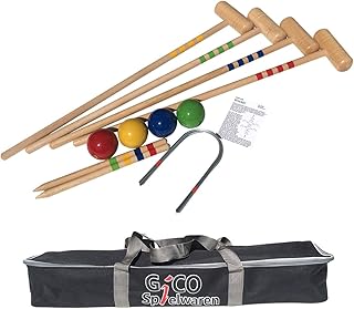 GICO Qualitäts Krocketspiel / Krocket / Crocket für 4 Spieler in Transporttasche - Der Outdoor / Garten Spielspaß mit Qualitätsware aus Massivholz für die ganze Familie -Made in EU - 3224