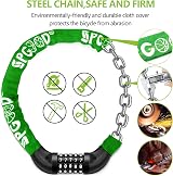 SPGOOD Heavy Duty Bike Lock 830mm 7mm Hardened Chain 5-Digit Code Green view 5
