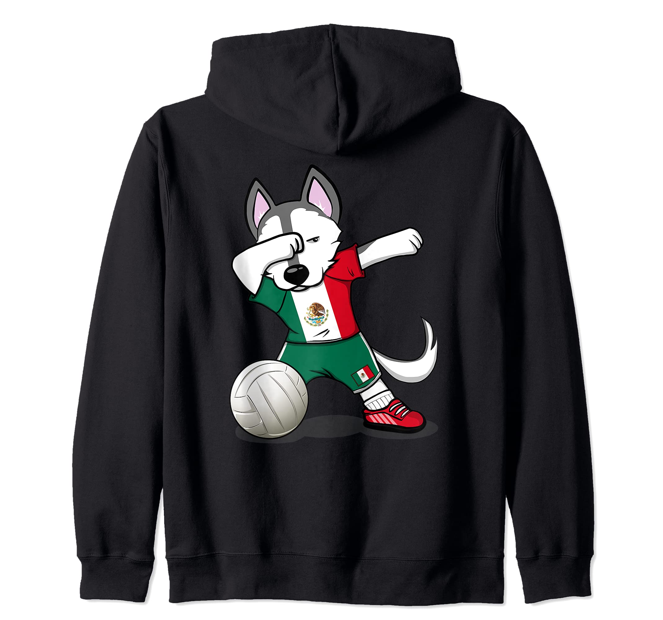 Dabbing Husky Mexico Volleyball Fans Jersey - Mexican Flag Zip Hoodie