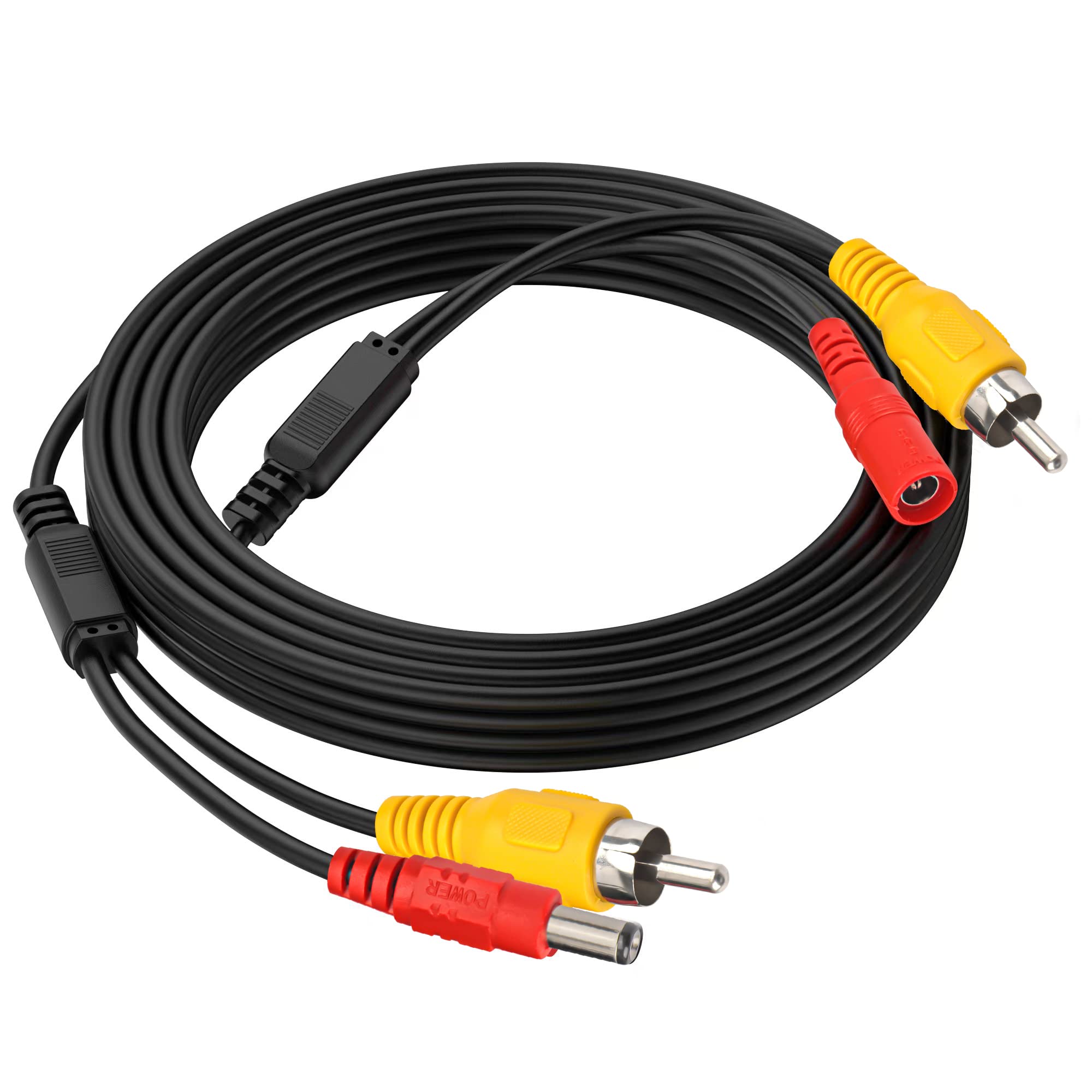 CoCar RCA video cable with red reverse trigger lines for car rear view camera, monitor camera, CCTV LED connection 5 meters