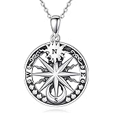 PROESS I'd be Lost without You Compass Necklace for Women 925 Sterling Silver 2023 Inspirational Graduation Nautical Compass Jewelry Gifts for Couple Men