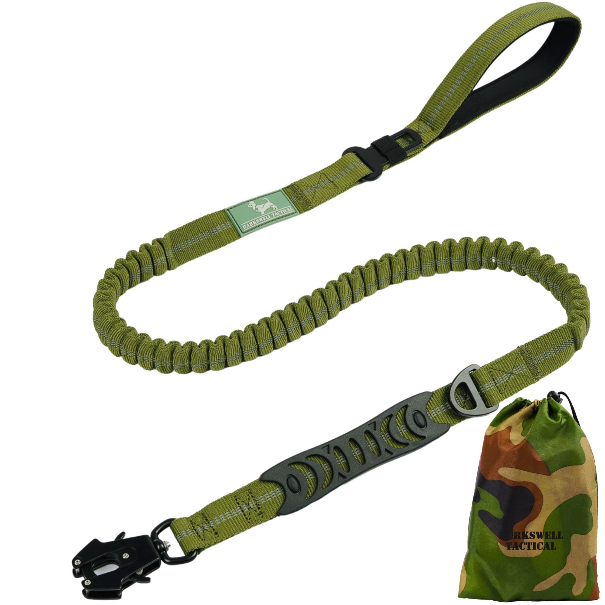 Barkswell Tactical Dog Lead - 4 Ft Anti Pull Dog Leads for Medium Dogs to Large Dogs - Military No Pull Dog Lead - Bungee Dog Leash with Two Handles for Traffic Control