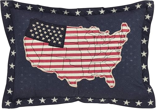 Amazon Com Fennco Styles Farmhouse Embroidered Usa Flag In Map 13