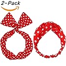 Sea Team Wire Headband Stylish Retro Bowknot Polka Dot Wire Hair Holders for Women and Girls Red