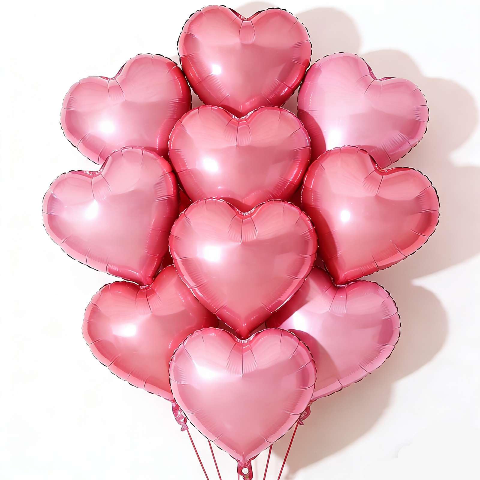 Photo 1 of 10Pcs Pearl Pink Foil Heart Shaped Balloons 18 Inch Mylar for Baby Shower, Wedding, Valentine Decorations - Love Party Supplies
