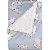Disney Dumbo Sweet Little Baby Light Blue and White Super Soft Sherpa Baby Blanket