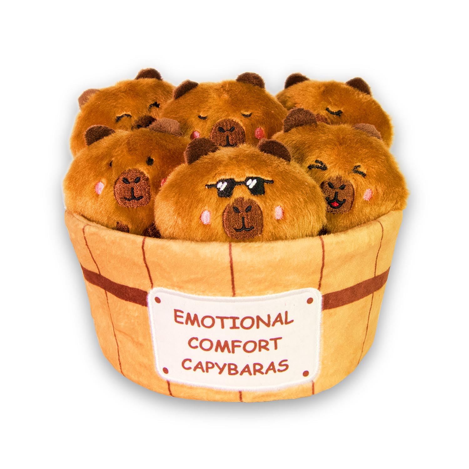 Inspirational Emotional Support Capybara Plush Toy, 6 Cute Stuffed Capybaras Soak in 1 Plush Bathtub, Funny Stuffed Animal Gift for Women & Men, Girls, Friends, & Coworkers, Stress Relief Stuffies
