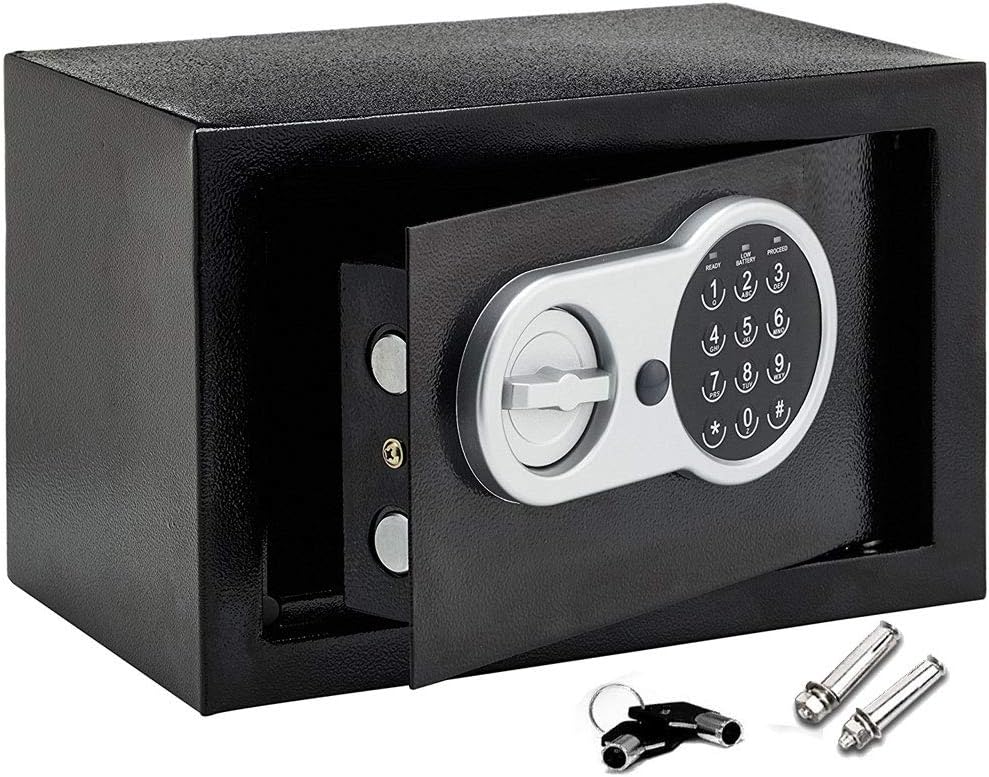 Bakaji Digital Digital Wall Safe 30 x 20 x 20 cm Electronic Safety Deposit Box Home Hotel Safe + 4 x AA Batteries and Emergency Keys Black