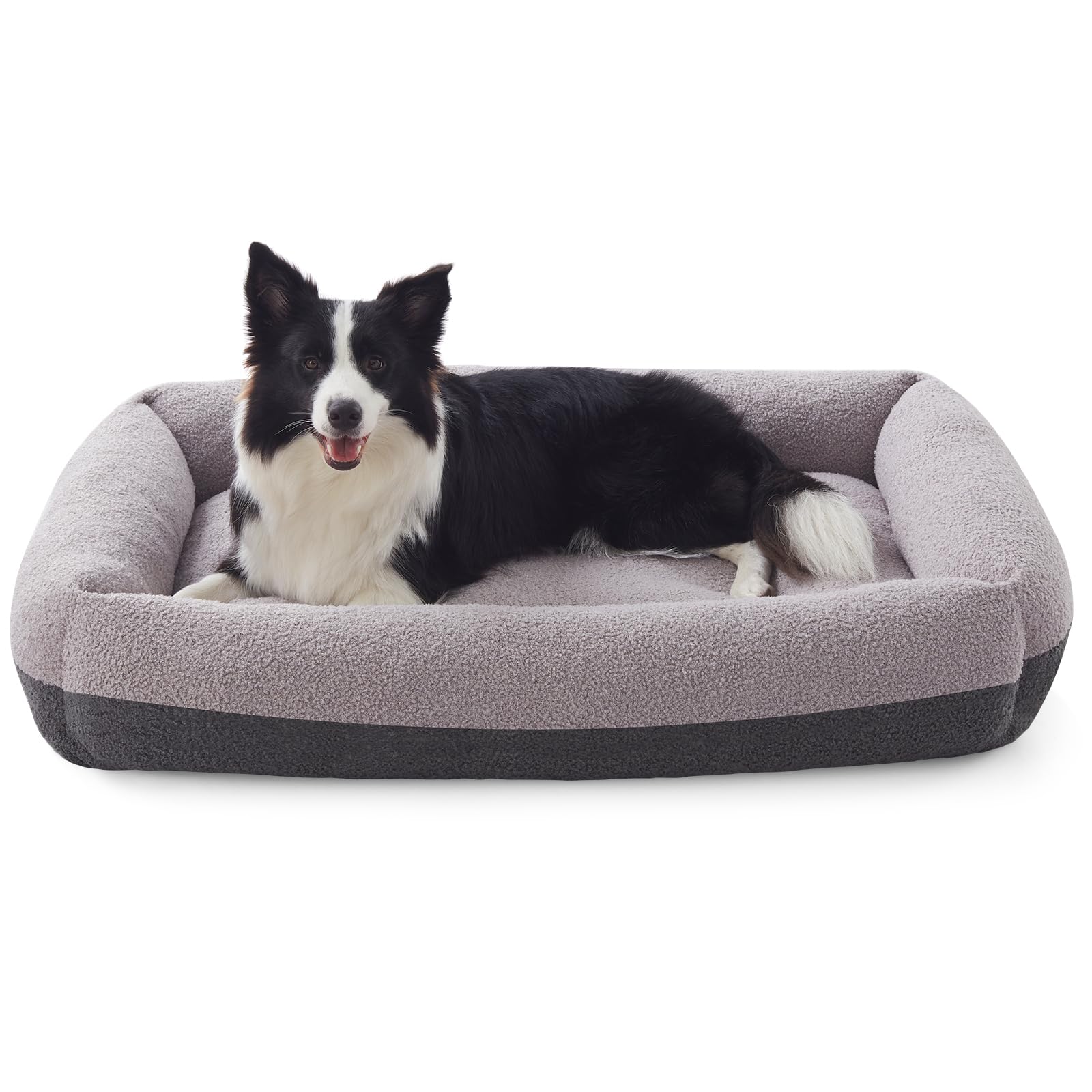 Photo 1 of FURTIME Dog Bed Large Sized Dogs, Washable Comfy Fluffy Medium Dog Beds, Removable Zipper Cover Machine Wash, Soft Orthopedic Bed Durable Pet Cuddler with Anti-Slip Bottom, 36"x27"x8", Grey
