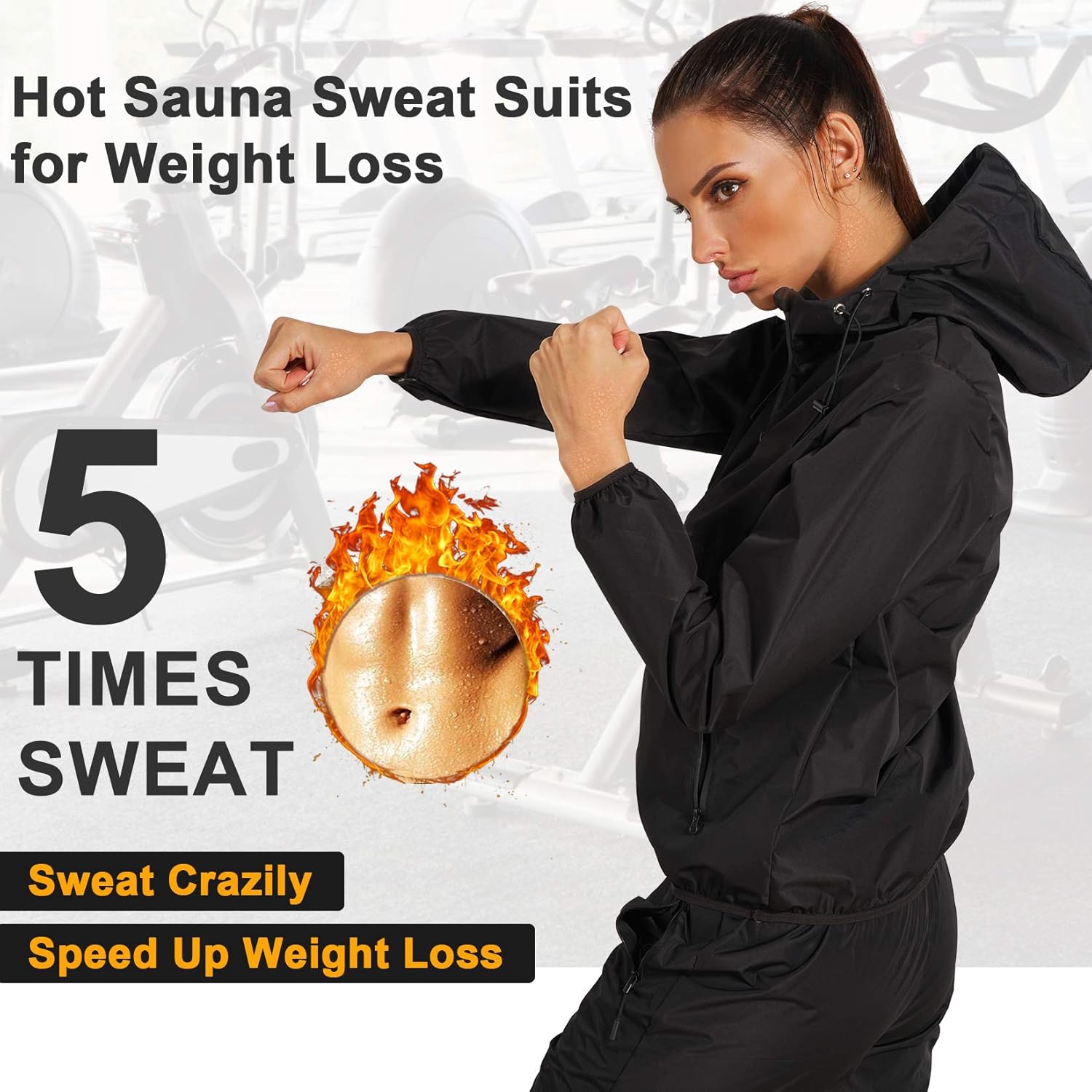 Junlan Sauna Suit for Women Sweat Sauna Jacket Gym Workout Sweat Pants Workout Suits for Women : Sports & Outdoors