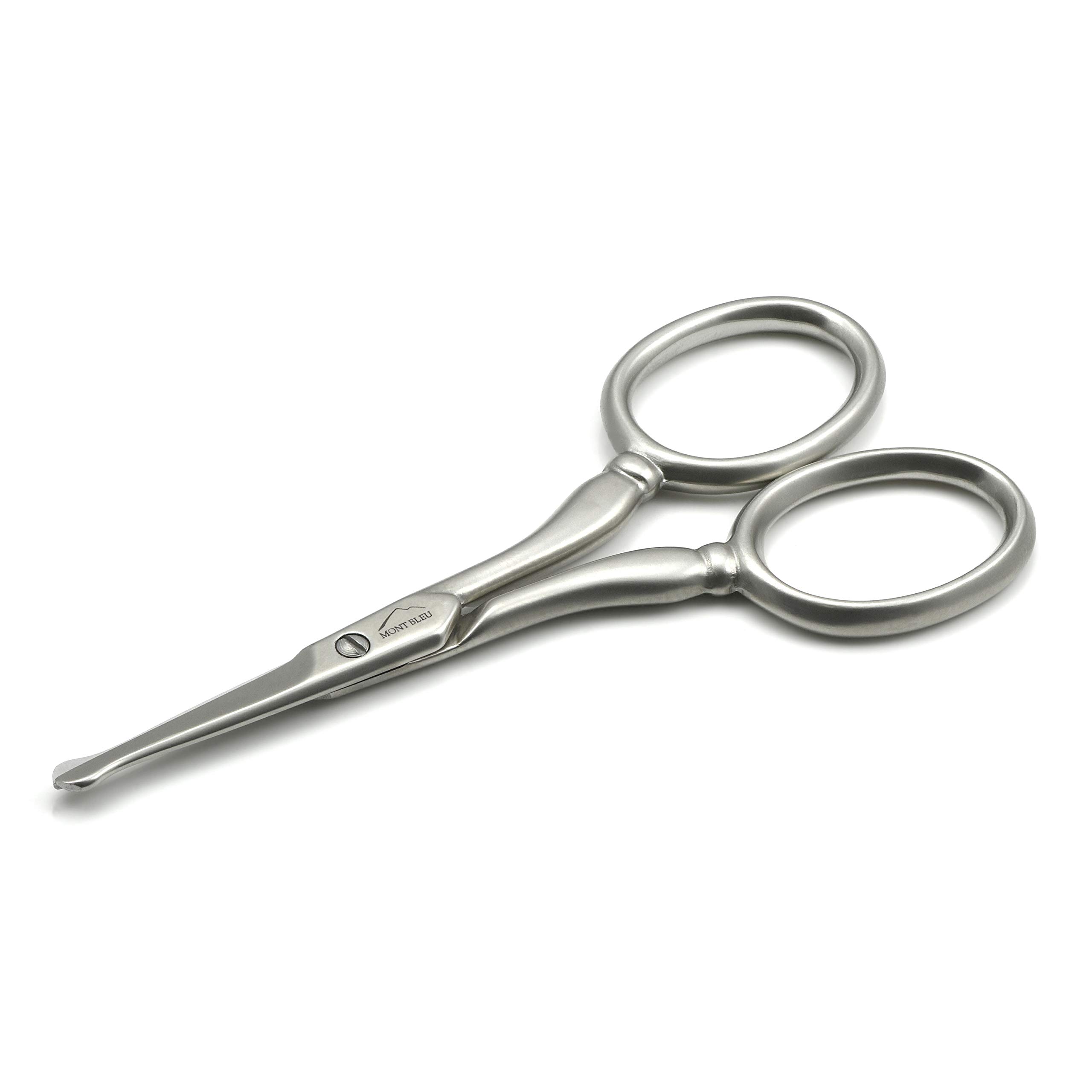 Mont Bleu Ear & Nose Hair Scissors, Straight Blades, Carbon Steel, Made in Italy