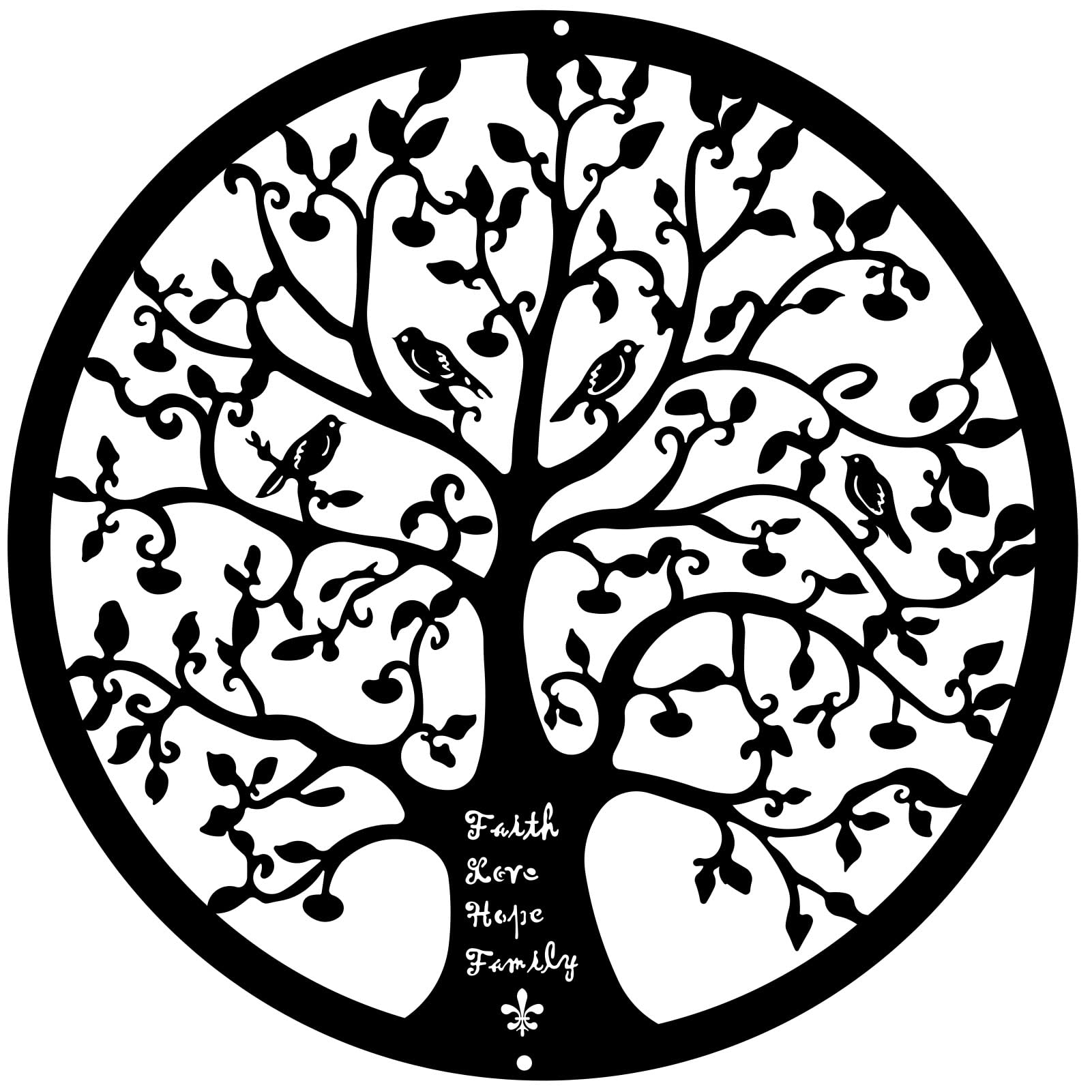 ESTART 28CM Tree of Life Wall Art Family Tree Wall Plaque Metal Wall Decor Sculptures for Balcony Porch Bedroom Living Room Kitchen Garden Office Indoor Outdoorr (Black)