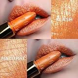 OULAC Metallic Shine Glitter Lipstick Orange Gold 4.3 g Vegan Cruelty Free view 5