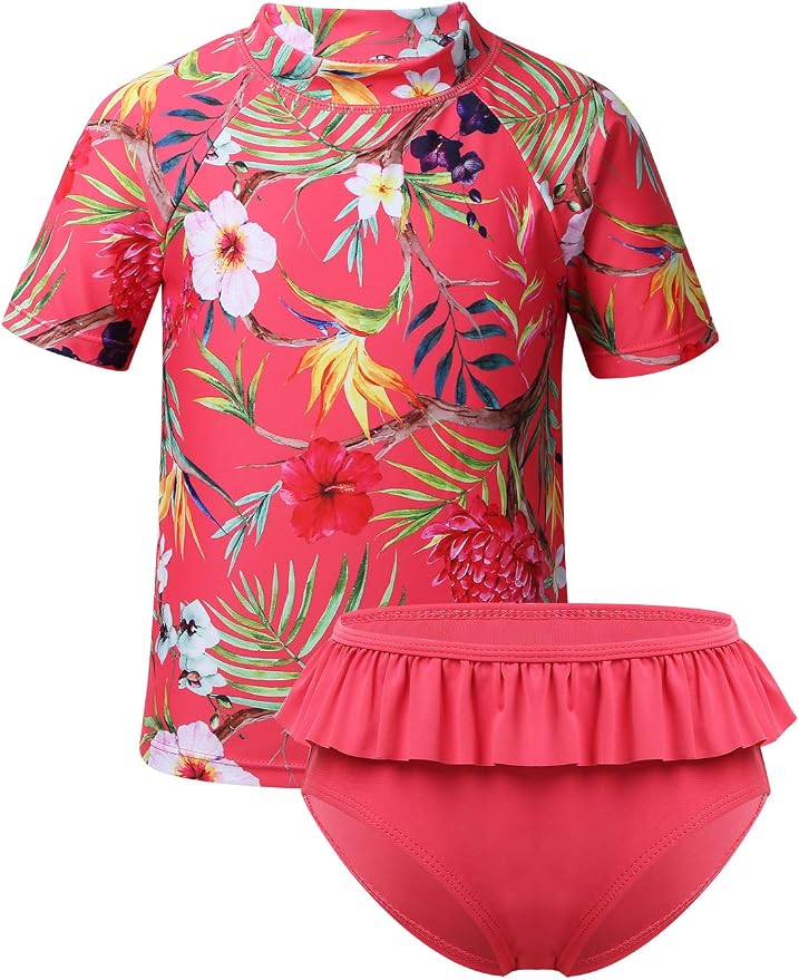 Maillot De Bain 2 Pièces Ado Fille - Tankini Crop Top Et Shorty - Taille 4 à 16 Ans, Polyester, Séchage Rapide