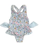 Yccutest Toddler Girls Strap One Piece Swimsuit Floral Sleeveless Backless Bathing Suit Ruffles Bowknot Swimwear Summer Beach