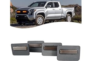 ZDEERAOTO 4pc Smoked Housing Amber LED Front Grille Lights DRL Feature Kit for Toyota Tacoma 2024 2025 SR SR5 Cab Pickup Accessories (Smoked)