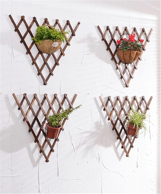 Red Madera Pared Flores Soporte Colgante Flores Macetas Para