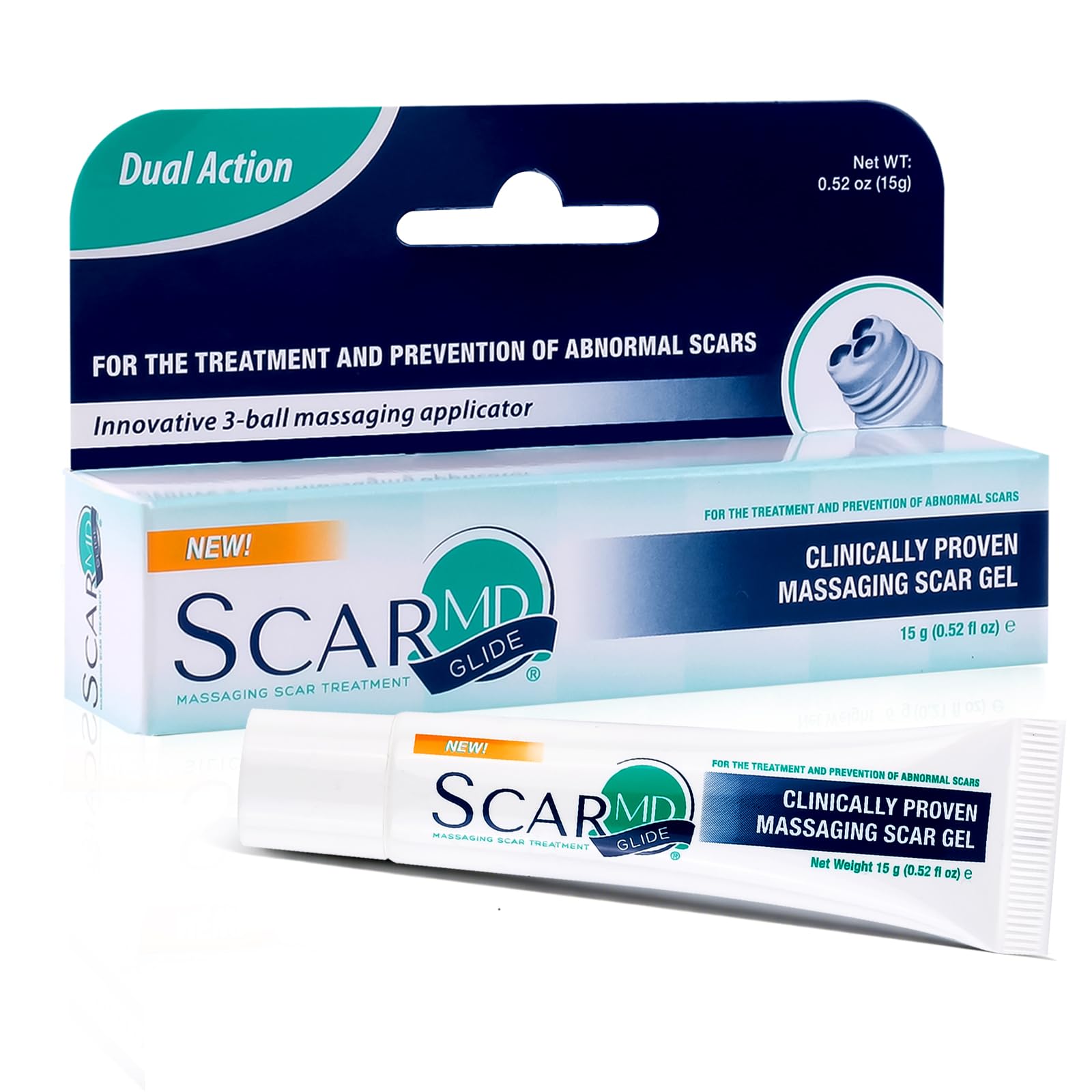 ScarMD Silicone Scar Gel with Ball Applicator - 15g - Scar Cream, Scar Removal for Acne, Surgery, C-Section & Stretch Marks - Natural Occurring Silicones & Vitamin E Scar Treatment, Scar Removal Cream