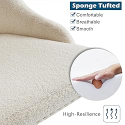 VINGLI White Teddy Fleece Armless Office Desk Chair