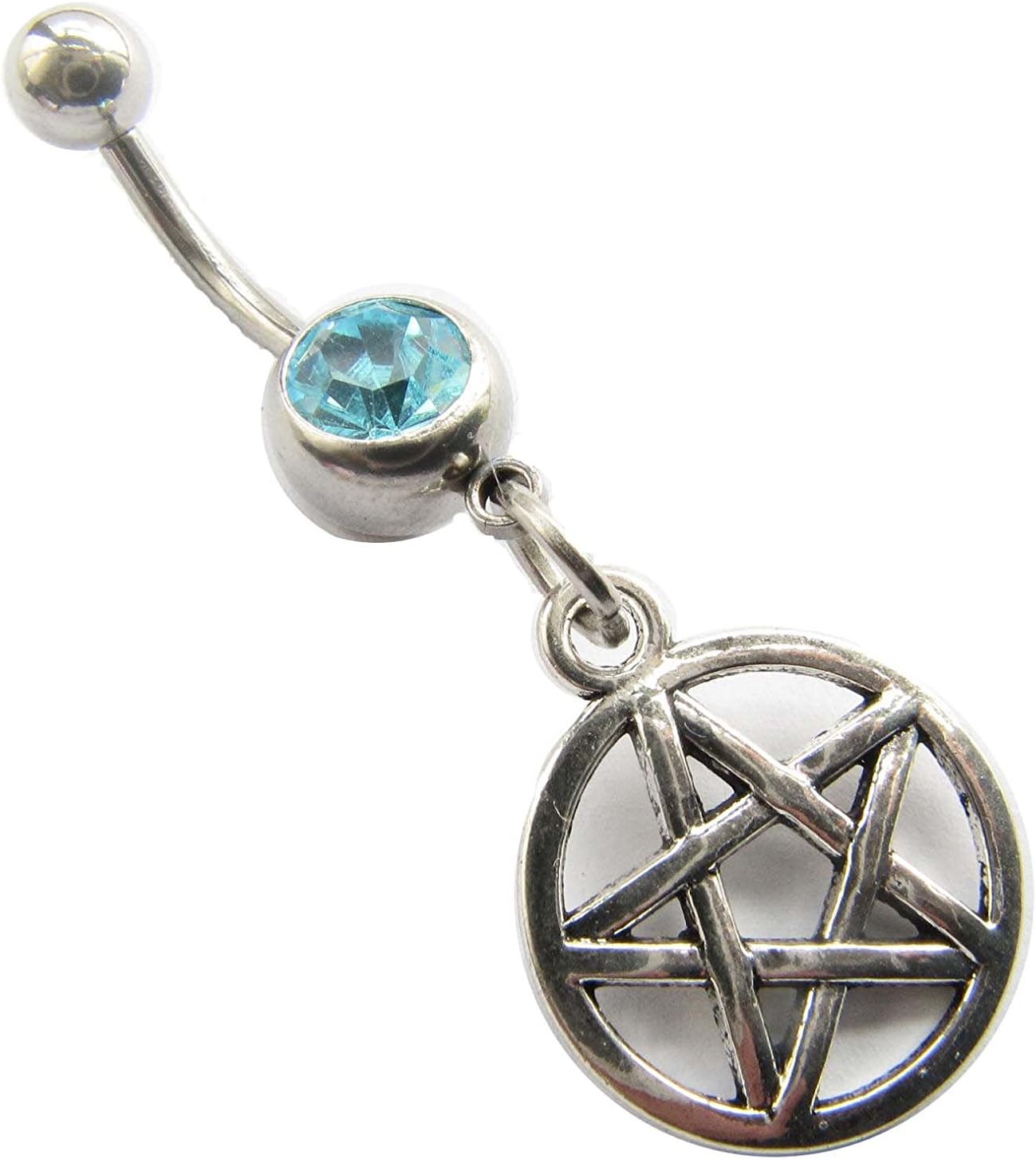 Pentagram Charm Belly Ring, Wiccan Jewelry, Pentagram Pendant Body Jewelry, Witchcraft Jewelry, Opal Belly Ring, Witch Jewelry, Boho Jewelry