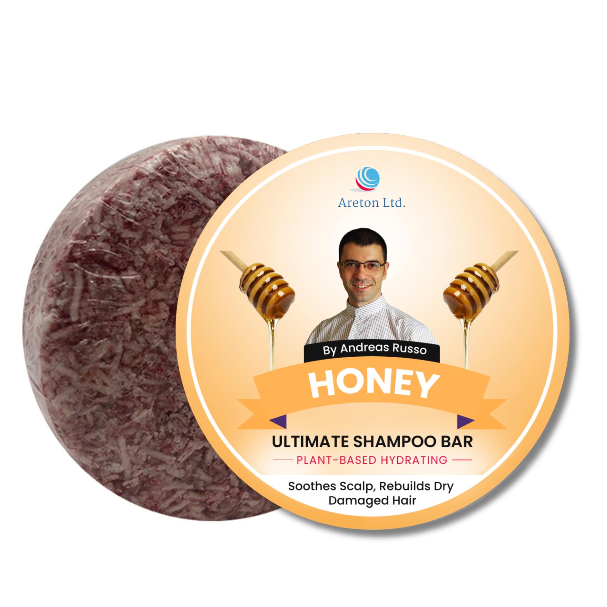Solid Shampoo Bar – Natural Bar For Dry Hair, Hair Nourishment, Prevents Spilt Ends With Plant Based Hydrating SLS Free Shampoo Bar (Honey Scent)