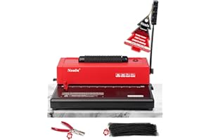 Noaln Upgrade 46-Hole Binding Machine Spiral Coil Binder,DIY Book Binder Kits with Electric Coil Inserter,4:1 Pitch 500 Sheets,100pcs Comb Binding Spines,1 Coil Crimper Pliers,School Office Home