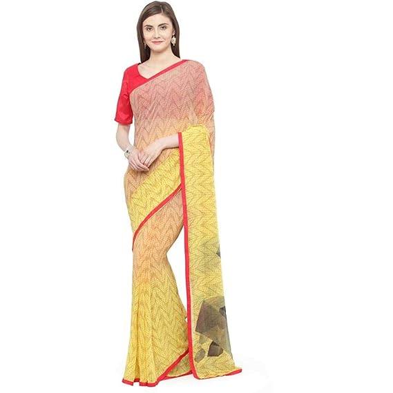 Shaily Womens Printed Pure Georgette Saree[SHREE10021SSSR0001_Yellow]