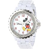 Disney Mickey Mouse Watch for Women, Stylish Women's Mickey Mouse Watch – Classic Design, Gift for Fans – Elegant Watches with Pink Stainless Steel Bracelet, Diamond Bezel