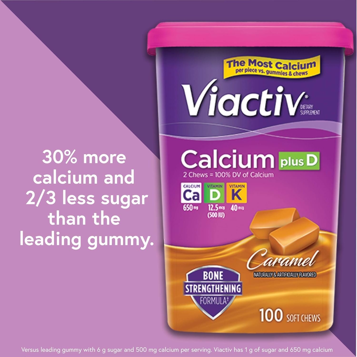 Viactiv Calcium +D Supplement Soft Chews, Caramel, 100-Count: Health & Personal Care