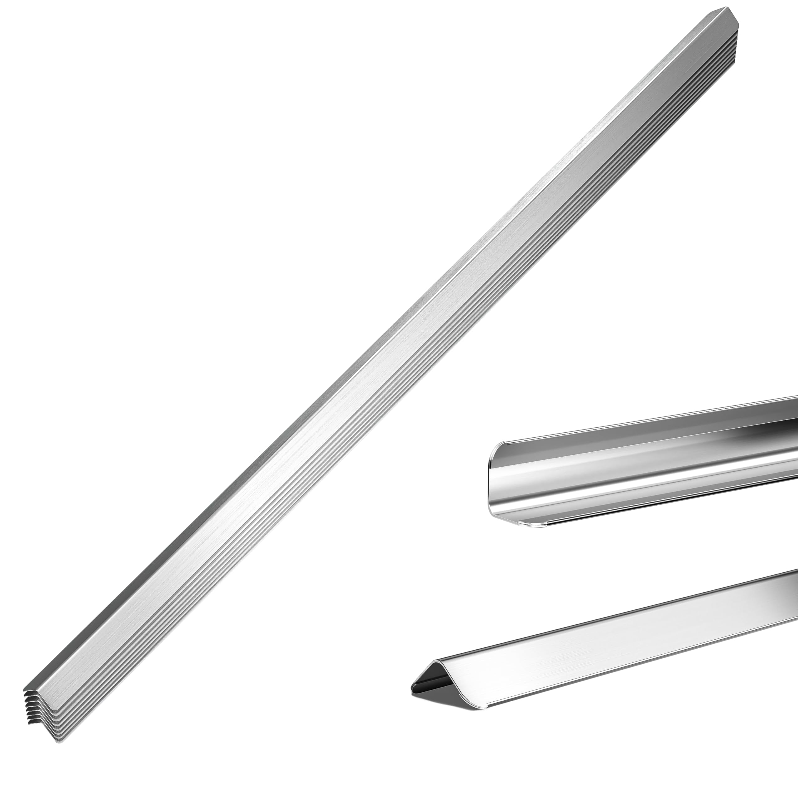 Photo 1 of 1x1x48 Inches 304 Stainless Steel Wall Corner Guards (10-Pack) Heavy Duty Rounded Corner Protector, Smooth Folded Edge Design for Wall Protection Stainless Steel Slab