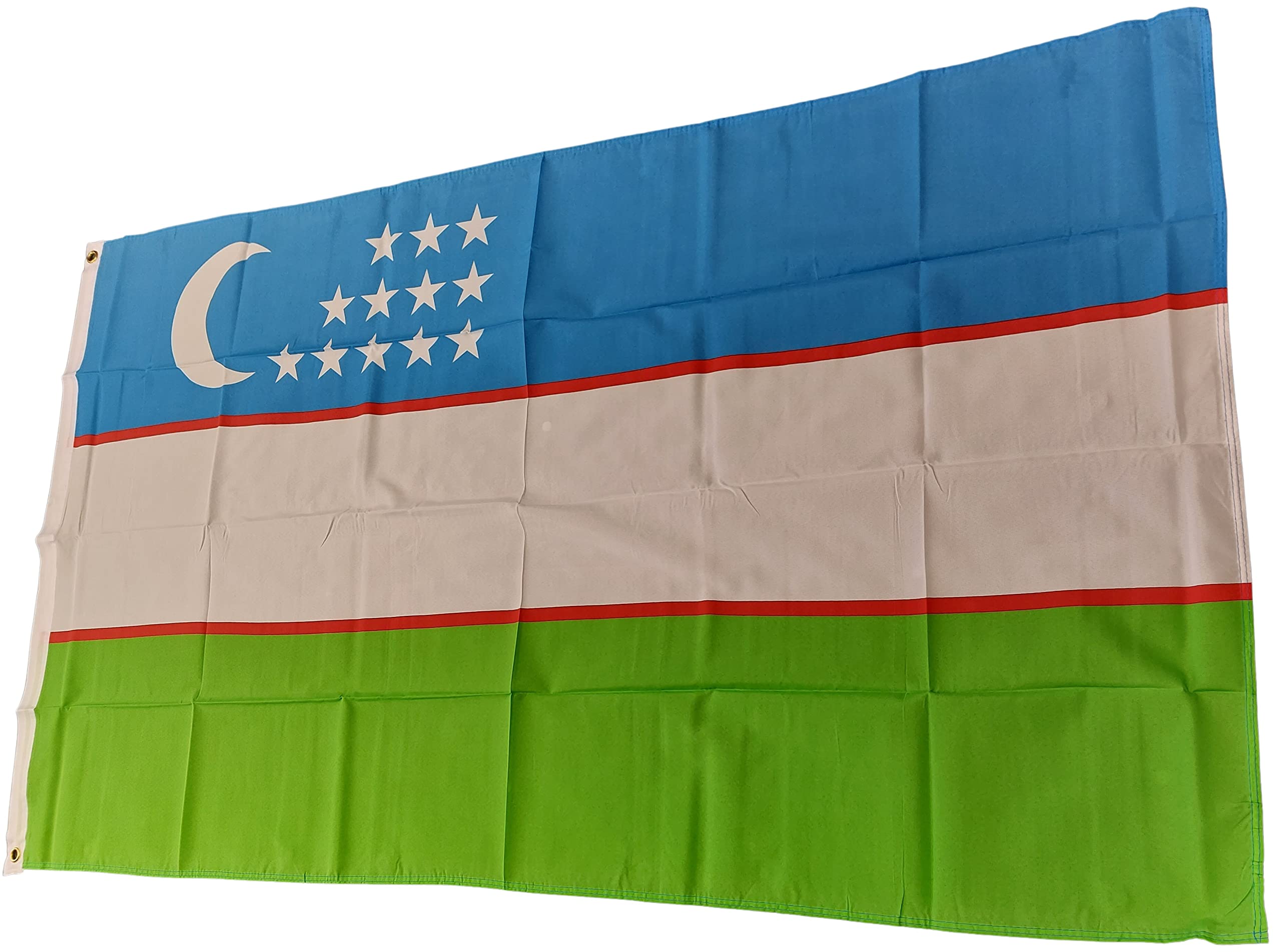 NWFlags Uzbekistan Flag 5ft x 3ft 75d Premium Polyester Suitable For Flagpoles | Strong Polyester 5x3 foot material large flag banner with two metal Eyelets