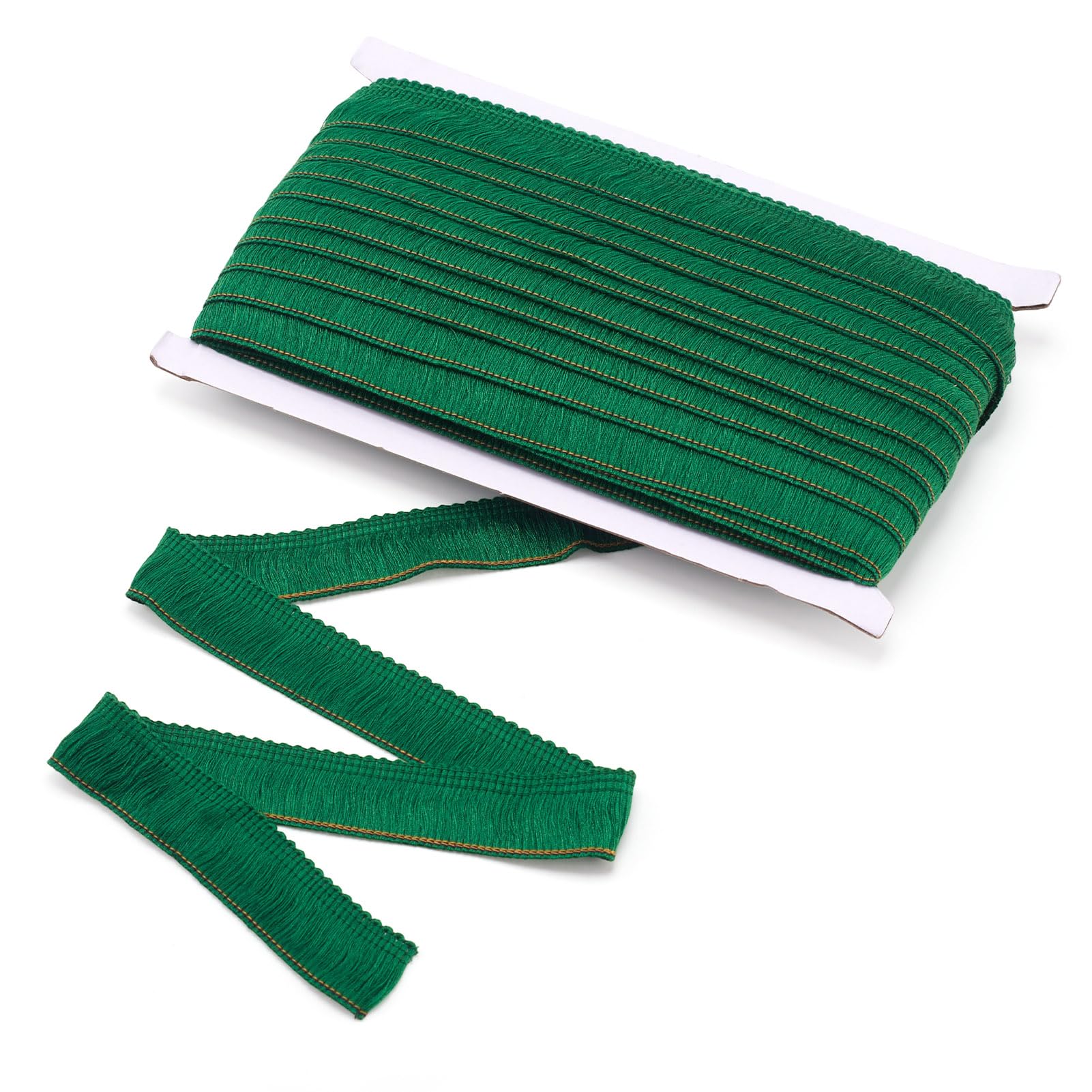 Craftdady Polyester Fringe Tassel Lace Trim 1 Inch x 82 Feet Chainette Fibre Fringe Trim Green for Sewing Quilting Clothes Accessories Lamp Shade Curtain Home Decoration