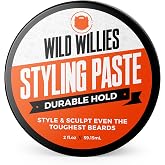 Wild Willies Beard Styling Paste for Men - Medium Hold Matte Finish | Non-Greasy, Tames Flyaways, Hydrating, 2 Fl Oz, Damp or Dry Application, Daily Use