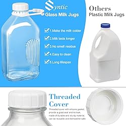Syntic 4 Pack 2 Qt Glass Milk Bottles with Handle