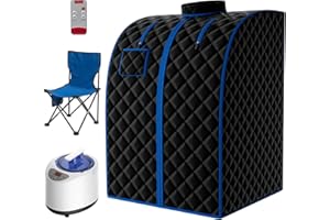 X-Vcak Portable Steam Sauna Tent for Home, Full Size Sauna Room with 2.6L Steamer, Remote Control, Folding Chair. 9 Levels, Black, 2.55’ x 2.92’ x 3.28’