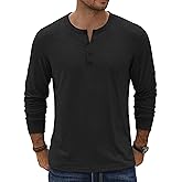 COOFANDY Men's Henley T-Shirt Long Sleeve Casual Lightweight Pullover Shirts Soft Stretch Basic Tees Fall Tops