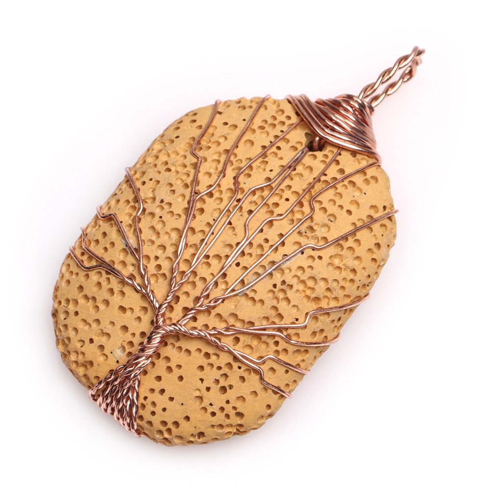 29x43mm Yellow Lava Worry Stone Semi Precious Cocktail Charkra Pendant Jewellery for Women