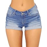 Govc Women Casual Summer Mid Waist Stretchy Denim Jean Shorts Junior Short Jeans