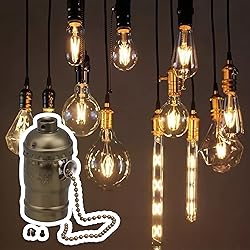 RDEXP Vintage Lamp Socket with Pull Chain AC