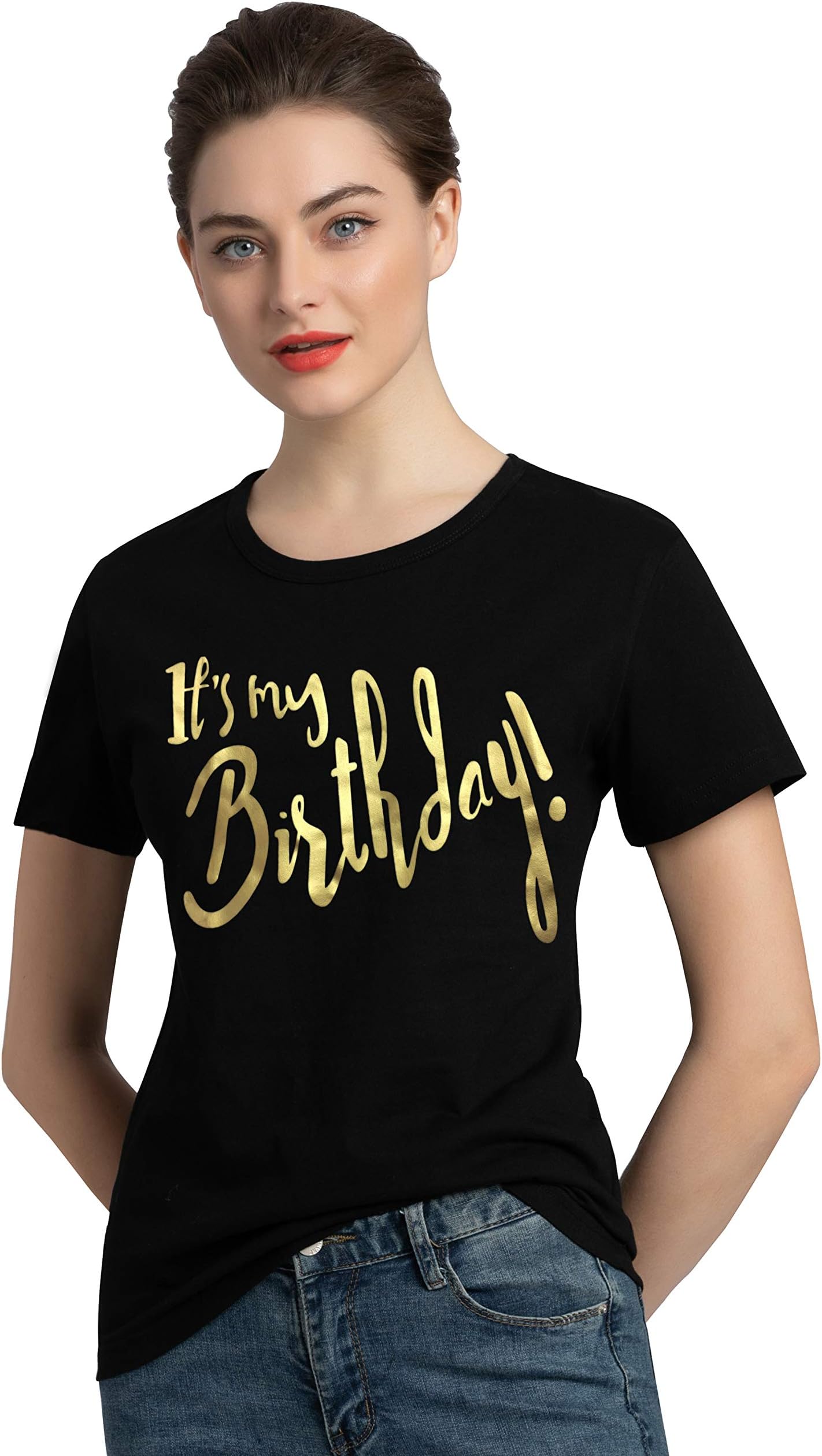 Womens Cotton Short Sleeve Cute Birthday Girl Tshirts Top Tees(MXT10)