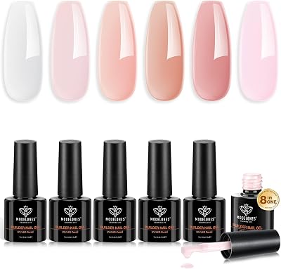 Modelones 8-in-1 Builder Nail Gel 6 Colors Pink Nail Extension Gel Set