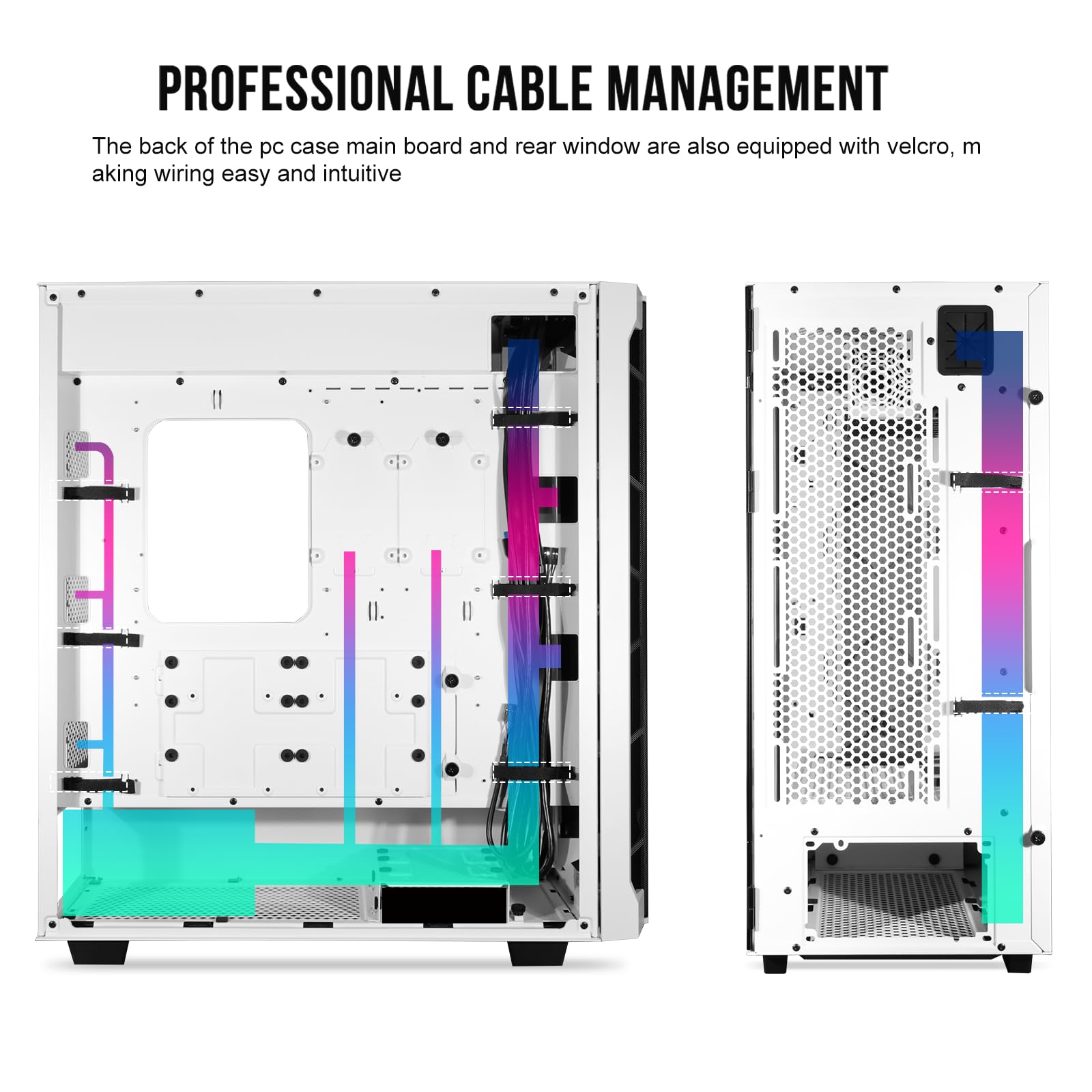 Segotep T1 White Full-Tower E-ATX Gaming PC Case, Graphics Card Vertical Mounting w/Tempered Glass Side Panel, USB 3.0 Type-C I/O Panel, Cable Management/Optional 360mm Radiator (No Fan Included)
