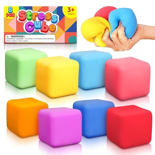 Slow Rising Stress Cube 8 Pack, Stretchy Fidget Toys for Anxiety Relief ...